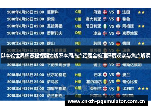 以本轮世界杯赛程提醒为线索本周热点话题全梳理深度观察与焦点解读